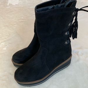 NEW Black Suede Platform Boots US 6 / Euro 36